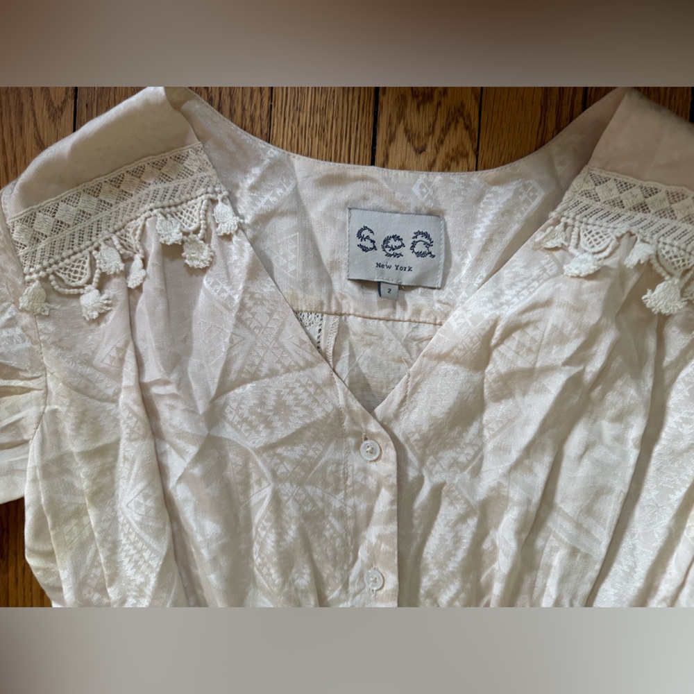 Sea New York Cream Silk / Cotton Dress - Size 2 - Picture 3 of 7